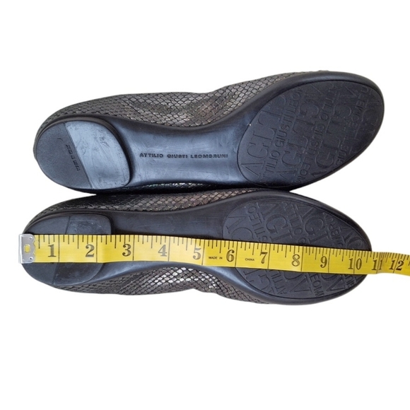 AGL Metallic Leather Ballet Flats Italy Business Casual Professional EU 41 - Picture 6 of 7
